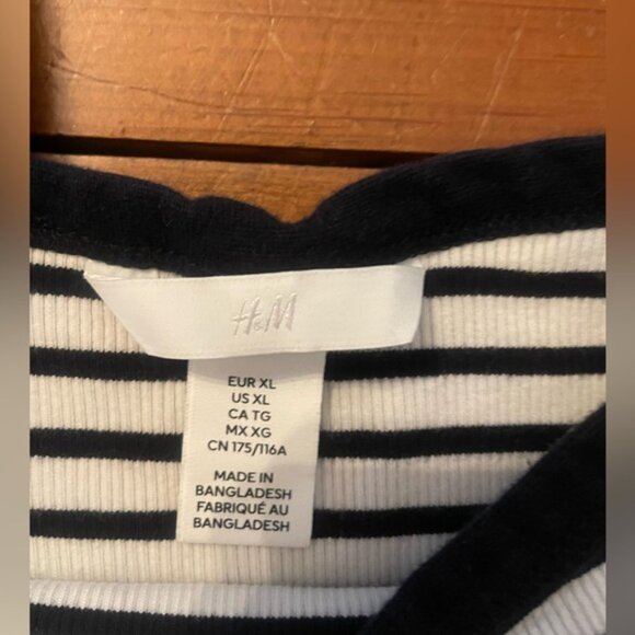 H&M Border Ribbed Sleeveless Tank Top Navy White Stripes - Picture 3 of 8